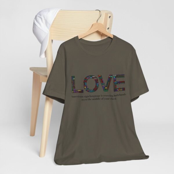 LOVE in American sign language Unisex Jersey Short Sleeve Tee - Image 153