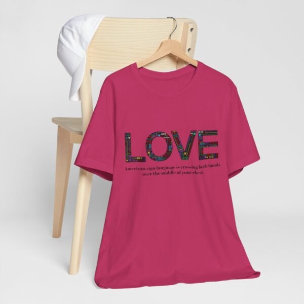 LOVE in American sign language Unisex Jersey Short Sleeve Tee - Image 8