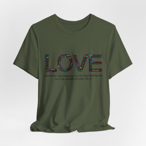 LOVE in American sign language Unisex Jersey Short Sleeve Tee - Image 180