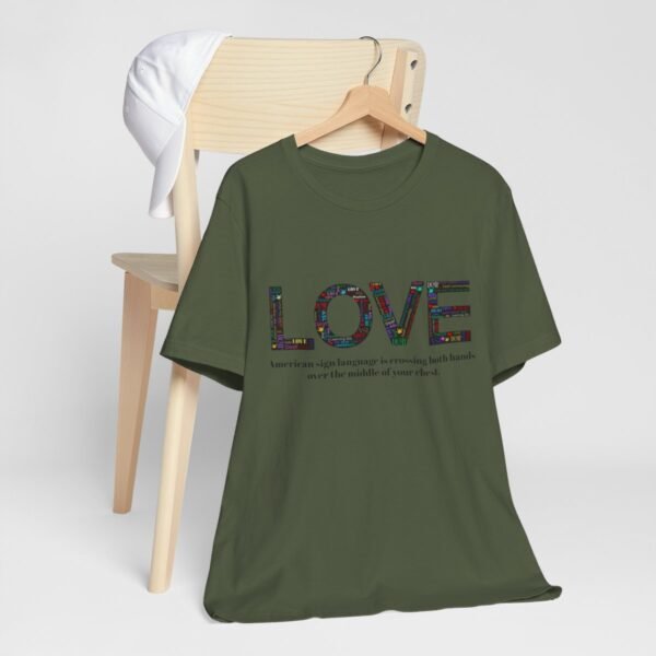 LOVE in American sign language Unisex Jersey Short Sleeve Tee - Image 182