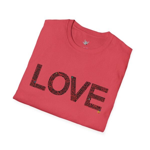 RED LOVE ASL In American sign language Unisex Softstyle T-Shirt - Image 196