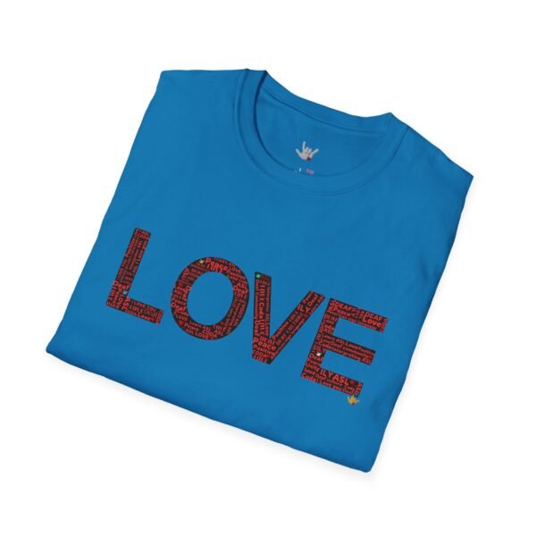 RED LOVE ASL In American sign language Unisex Softstyle T-Shirt - Image 148