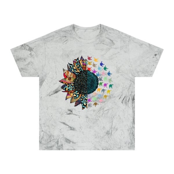 Beautiful sunflower ASL in American sign language Unisex Color Blast T-Shirt - Image 4