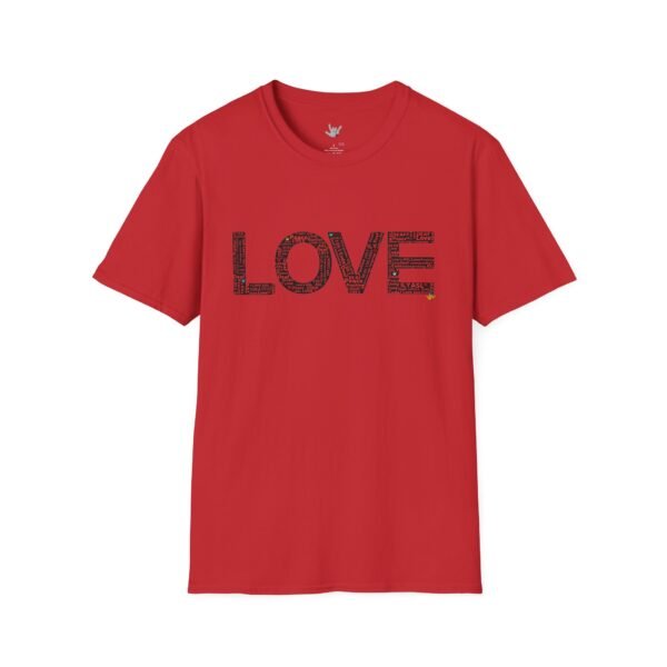 RED LOVE ASL In American sign language Unisex Softstyle T-Shirt - Image 206