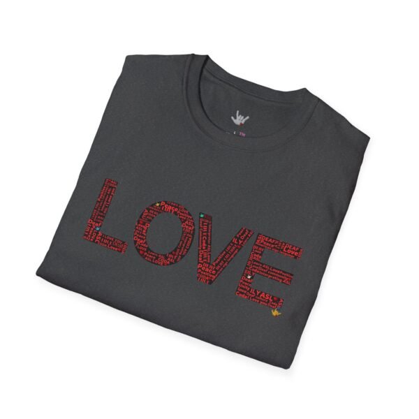 RED LOVE ASL In American sign language Unisex Softstyle T-Shirt - Image 100