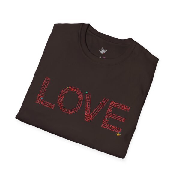 RED LOVE ASL In American sign language Unisex Softstyle T-Shirt - Image 76