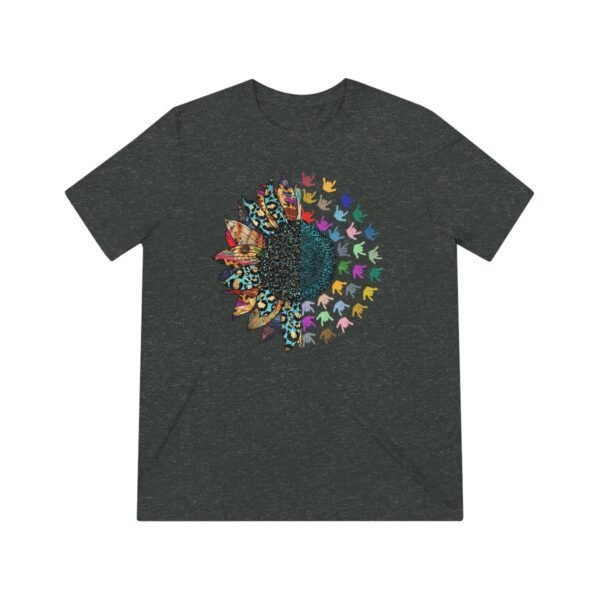 Sunflower ASL in America sign language Unisex Triblend Tee - Image 3