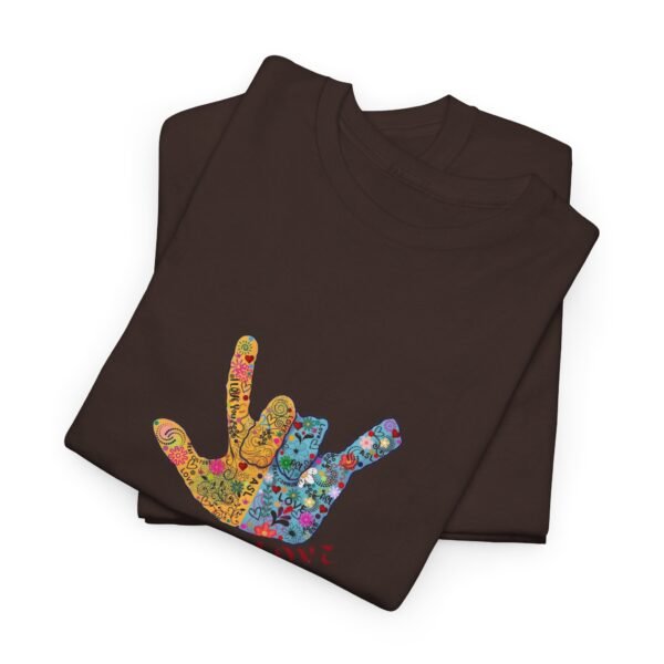 HALF LOVE in America sign language Unisex Heavy Cotton Tee (CANADA) - Image 3