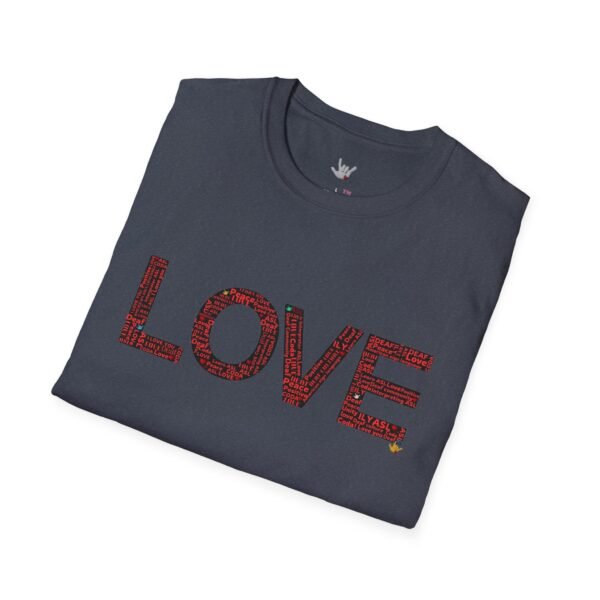 RED LOVE ASL In American sign language Unisex Softstyle T-Shirt - Image 184