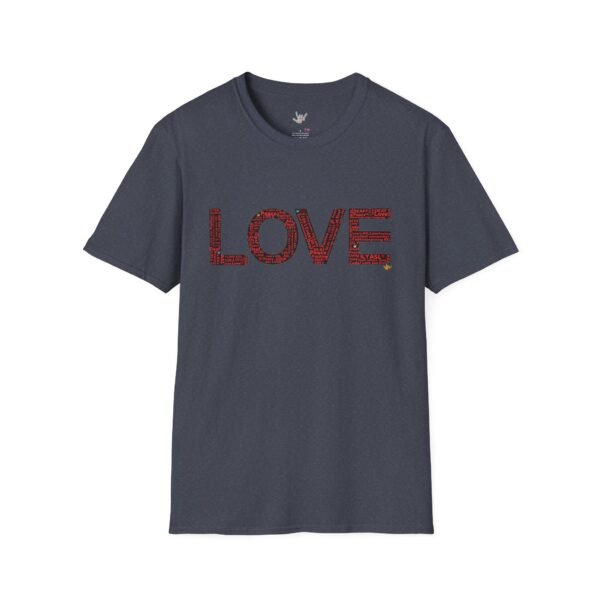 RED LOVE ASL In American sign language Unisex Softstyle T-Shirt - Image 182