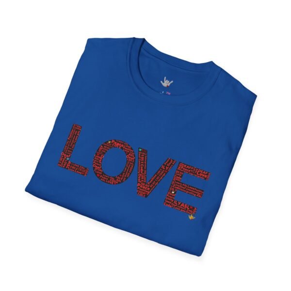 RED LOVE ASL In American sign language Unisex Softstyle T-Shirt - Image 172