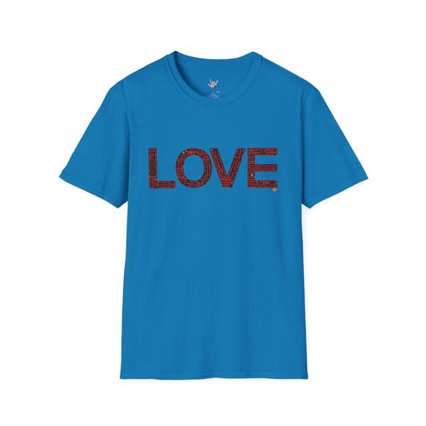 RED LOVE ASL In American sign language Unisex Softstyle T-Shirt - Image 146