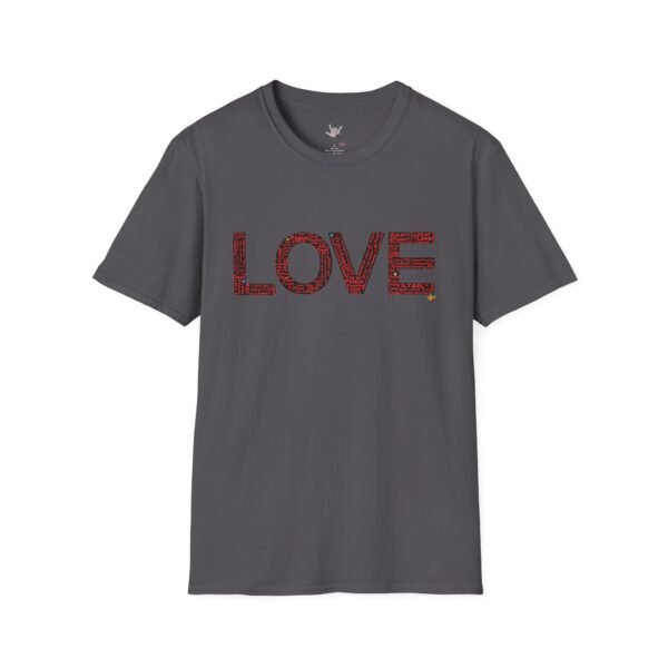 RED LOVE ASL In American sign language Unisex Softstyle T-Shirt - Image 158