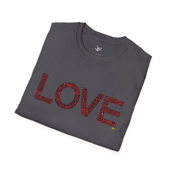 RED LOVE ASL In American sign language Unisex Softstyle T-Shirt - Image 160