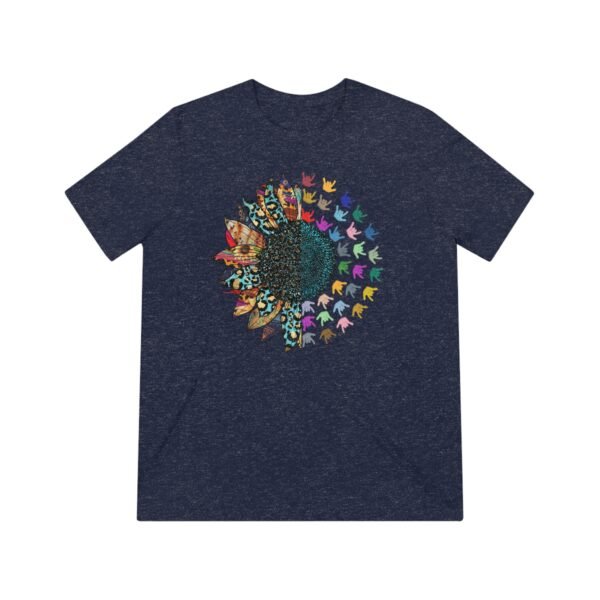 Sunflower ASL in America sign language Unisex Triblend Tee - Image 2