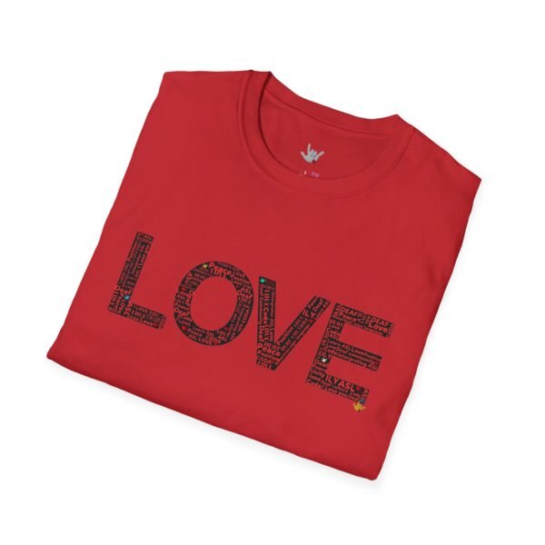 RED LOVE ASL In American sign language Unisex Softstyle T-Shirt - Image 208