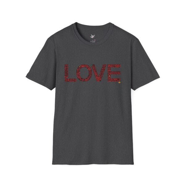 RED LOVE ASL In American sign language Unisex Softstyle T-Shirt - Image 98