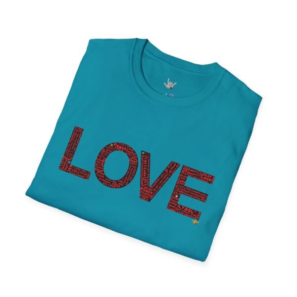 RED LOVE ASL In American sign language Unisex Softstyle T-Shirt - Image 4