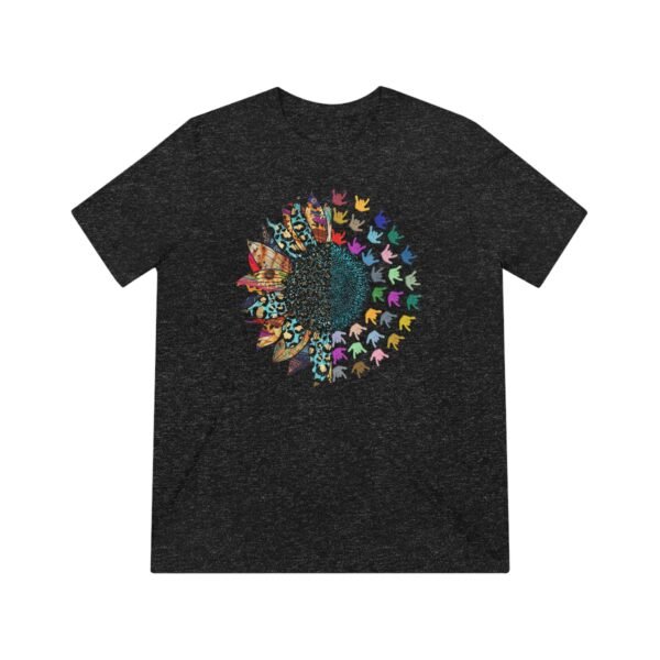 Sunflower ASL in America sign language Unisex Triblend Tee - Image 4