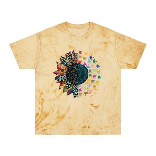 Beautiful sunflower ASL in American sign language Unisex Color Blast T-Shirt - Image 3