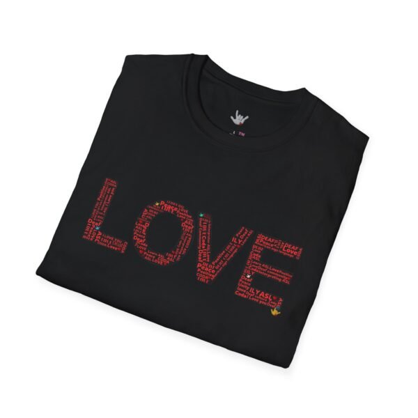 RED LOVE ASL In American sign language Unisex Softstyle T-Shirt - Image 28