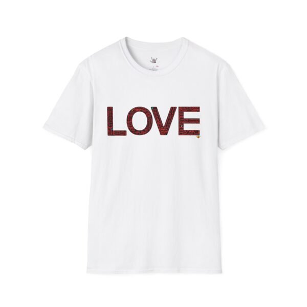 RED LOVE ASL In American sign language Unisex Softstyle T-Shirt - Image 14