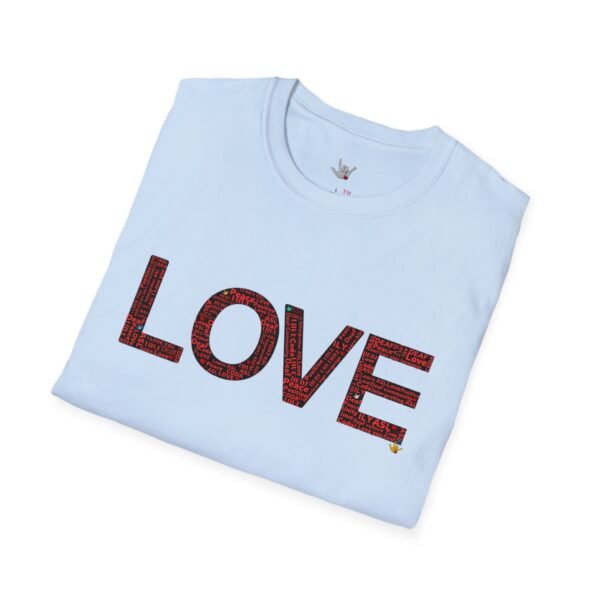 RED LOVE ASL In American sign language Unisex Softstyle T-Shirt - Image 112