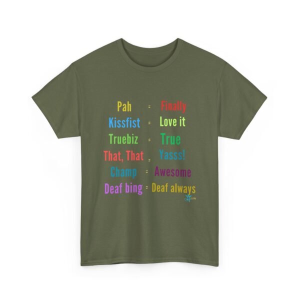 ASL in American Sign Language and English Language" Unisex Heavy Cotton Tee - Image 3