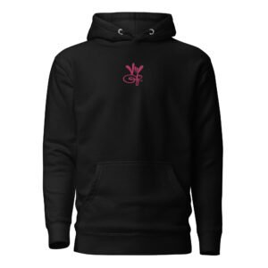 Marie's Original Embroidered Pink Logo Black Hoodie