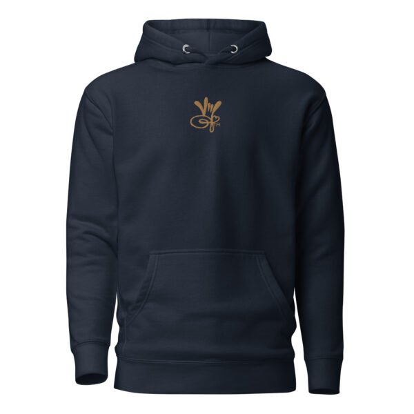 Marie's Original Embroidered Old Gold Logo Navy Blue Hoodie