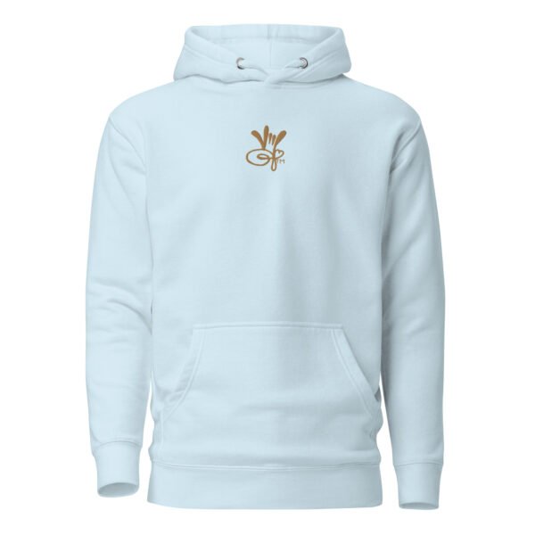 Marie's Original Embroidered Old Gold Logo Sky Blue Hoodie