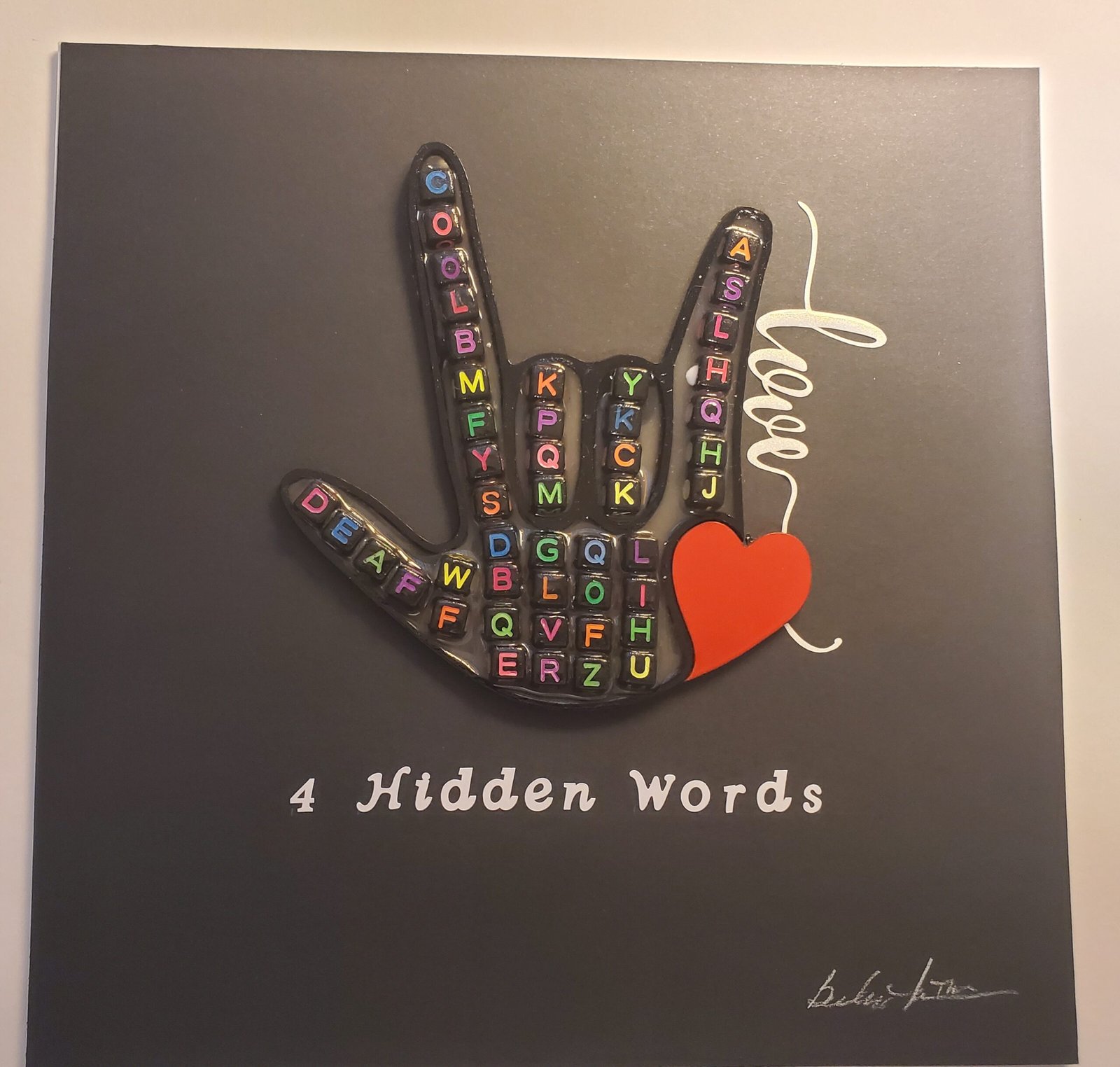 Resin I love you handshape American sign language