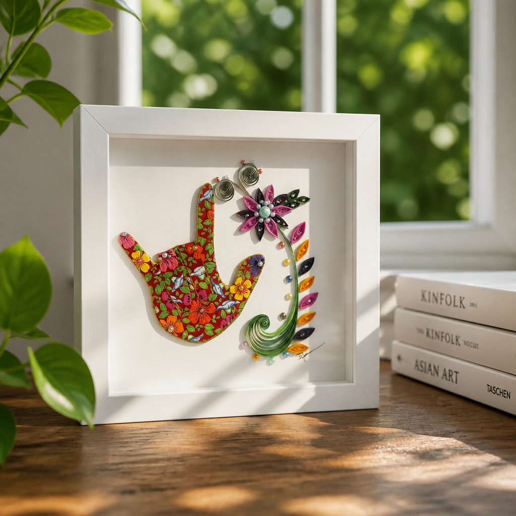 Floral ILY handshape & quilled