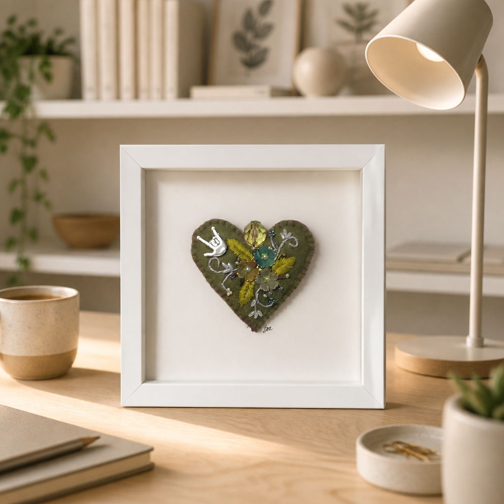 Mint felt heart