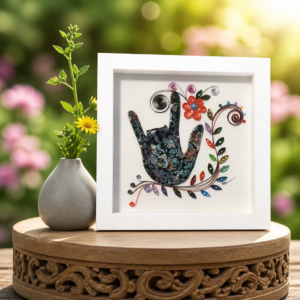 Floral clay polymer American sign language