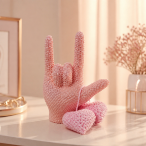 I love you pink beads figurine