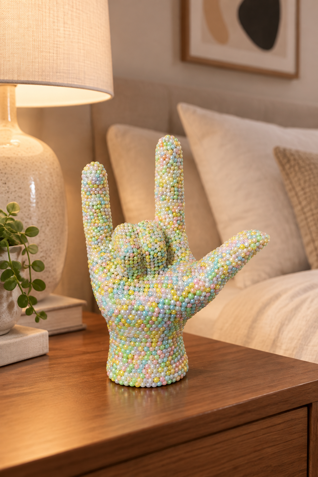 I love you colored pearl beads figurine